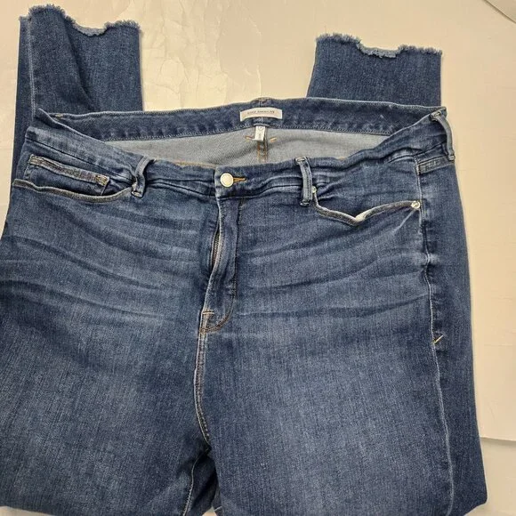 Good American Good Legs Size 24 Plus Raw Hem Skinny Stretchy Blue Jeans - Picture 6 of 14